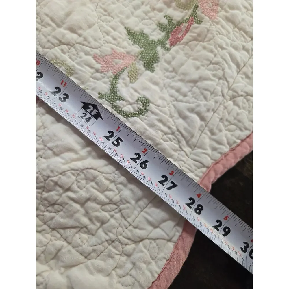 Lot 2 Vtg Pillow Cases Country Living Sewn Pink ROSES Floral Cottage Core
